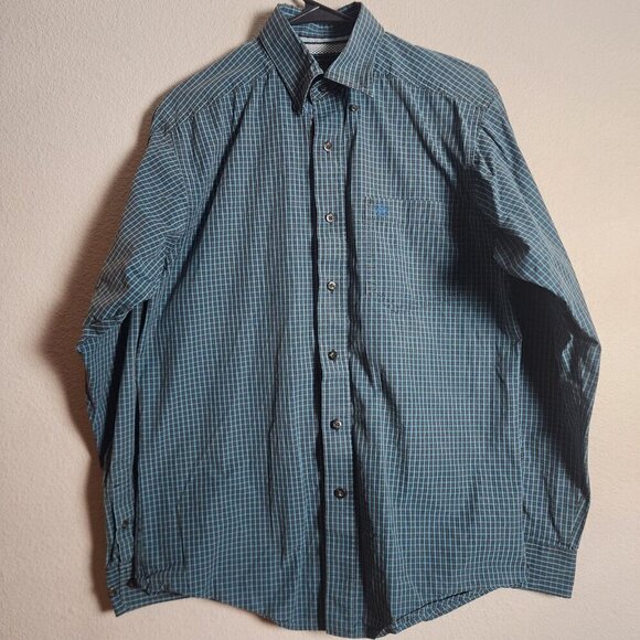 Ariat Other - Ariat Shirt Mens Medium Blue Brown Plaid Pro Series Fitted Western Button Down